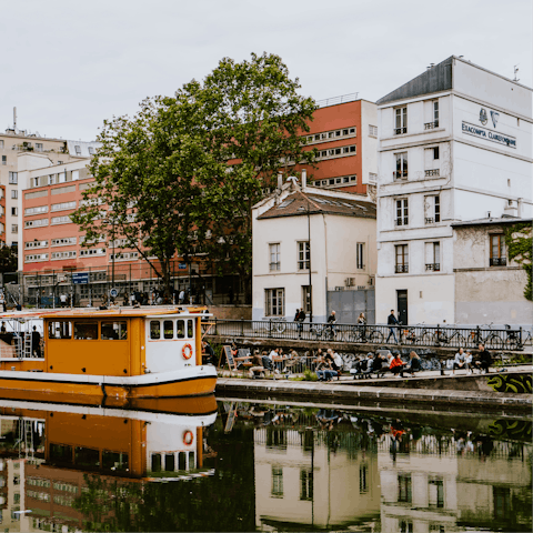 Take a stroll along the Canal Saint-Martin, also twenty minutes on foot from your door