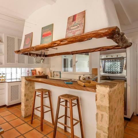 Cook something delicious in the driftwood and stone kitchen