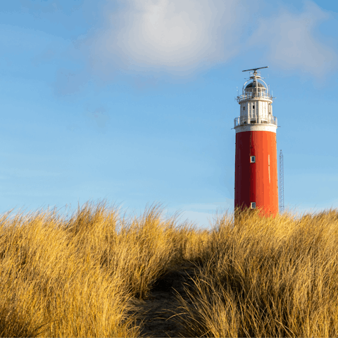Climb to the top of Texel Lighthouse for breathtaking sea views – it's a ten-minute bike ride away