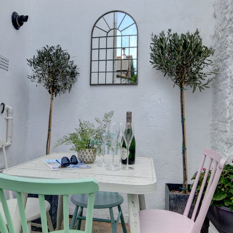 Eat outside in the pretty courtyard