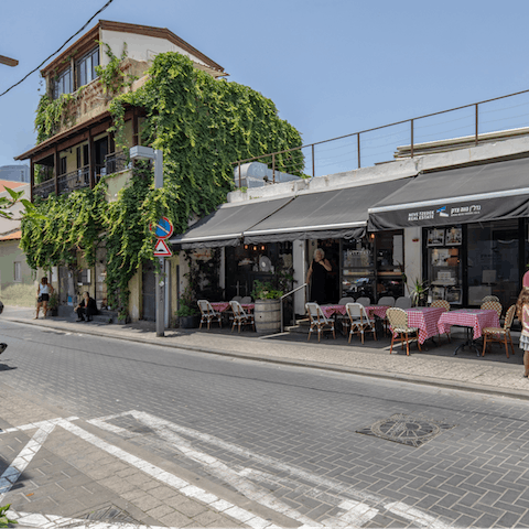 Become a regular face in the cafes and bistros of Neve Tzedek,  around five minutes' walk from your front door