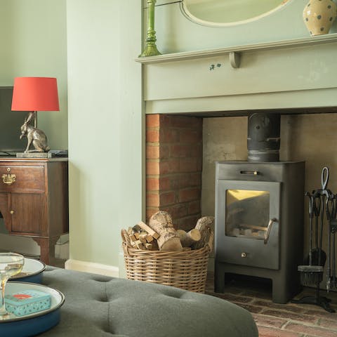 Put some kindling into the log-burner and get toasty besides the flames
