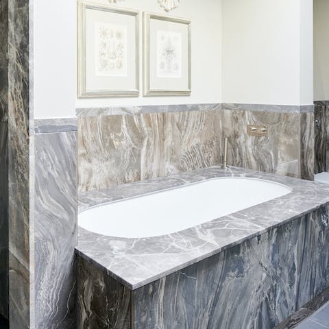 The marble-finished master en-suite