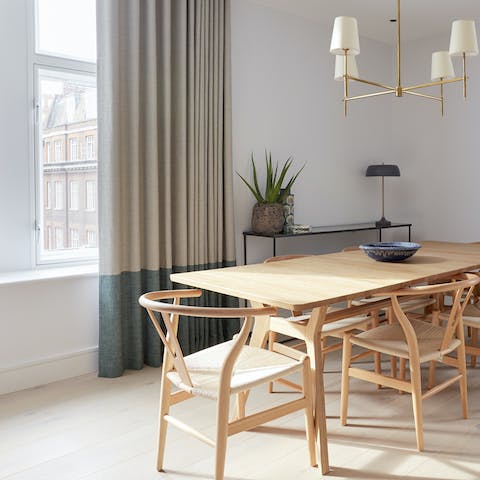 Set the table ready for a slap up brunch in the bright dining area