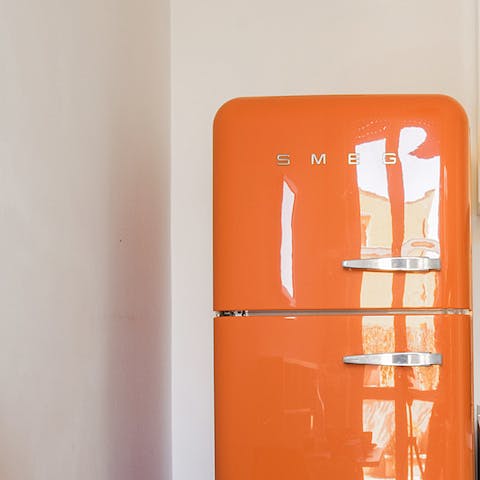 The orange Smeg fridge
