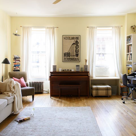 An antique upright piano