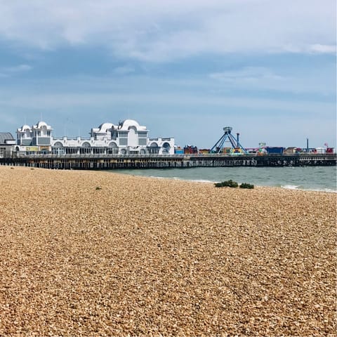 Wander over to South Parade Pier in twenty minutes and continue along  Eastney Beach
