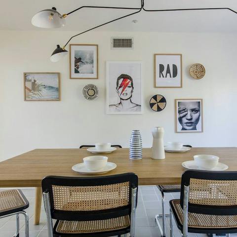 Share a meal surrounded by quirky graphic prints