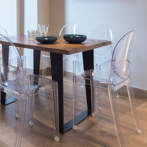 Kartell-style dining chairs