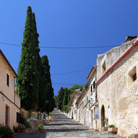 Drive over to Pollença only 3.4km away to wander the quaint streets