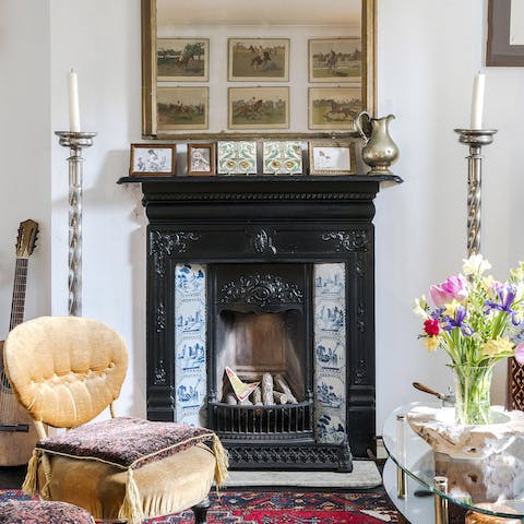 The decorative fireplace