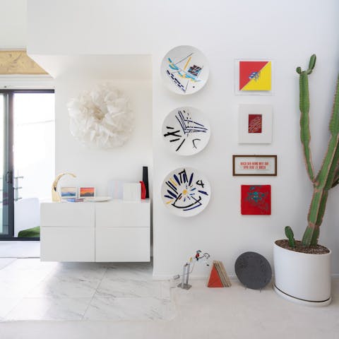 Admire the bold and eclectic art that adorns every wall