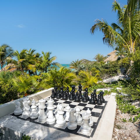 Sharpen your wits with a game of chess amongst the vegetation