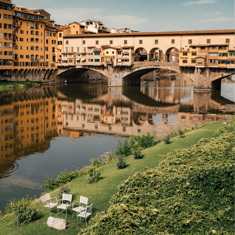 Stroll across the iconic Ponte Vecchio – it's a fifteen-minute walk