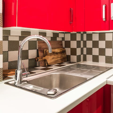A bold red kitchen with personality