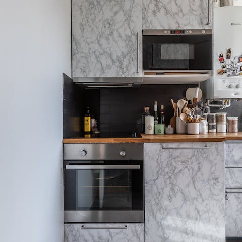 A functional marble kitchen