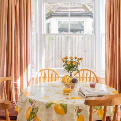 The sun-drenched dining area