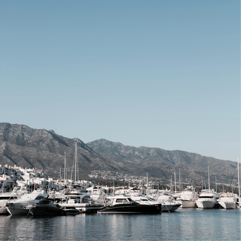 Hop on the shuttle bus at this complex and go to Puerto Banús