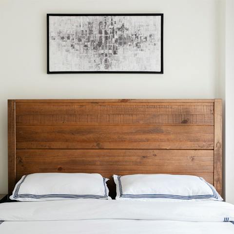 A wooden headboard