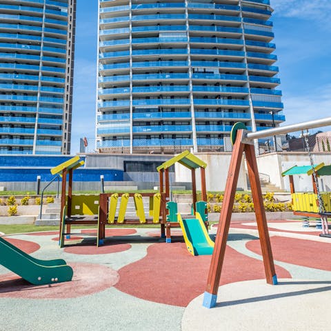 Let the children have fun in the outdoor play area 