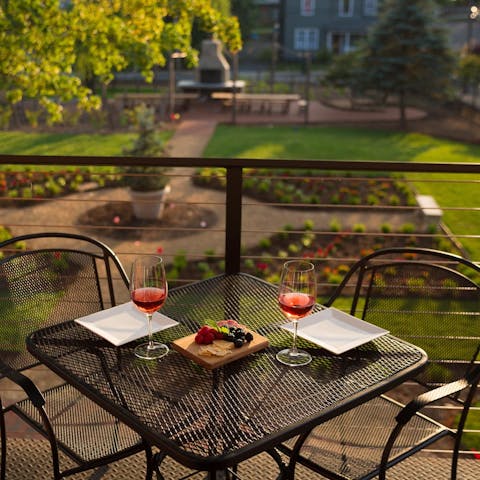 Enjoy an aperitif on the balcony as the sun goes down 