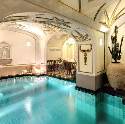 Swim under historical vaulted ceilings