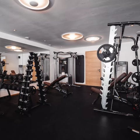 Get fit before the slopes in the home's private gym