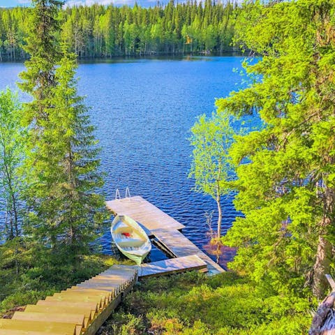 Spending summer days rowing around Lake Vuosselijärvi, just a short stroll away