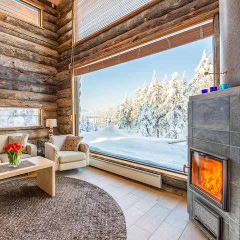 Enjoy the views of your surroundings as you snuggle up by the fire