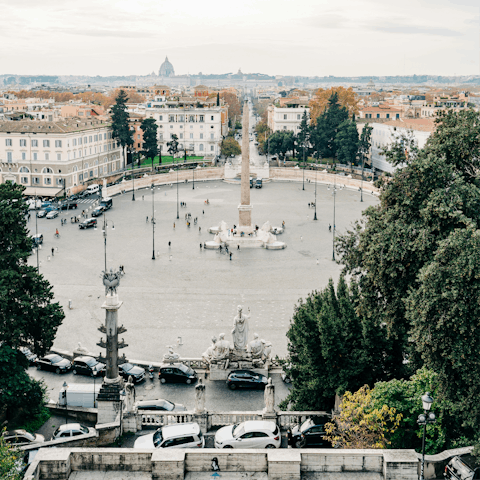 Hop on the tram and ride fifteen minutes to Piazza del Popolo