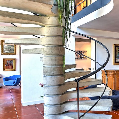 Marvel at the idiosyncratic spine-like staircase