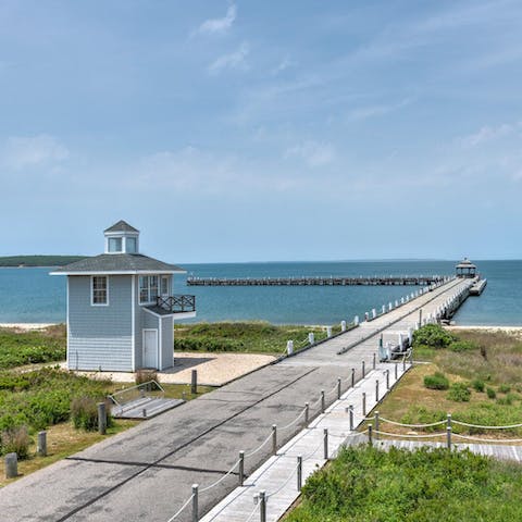 Soak up spectacular views overlooking Fort Pond Bay