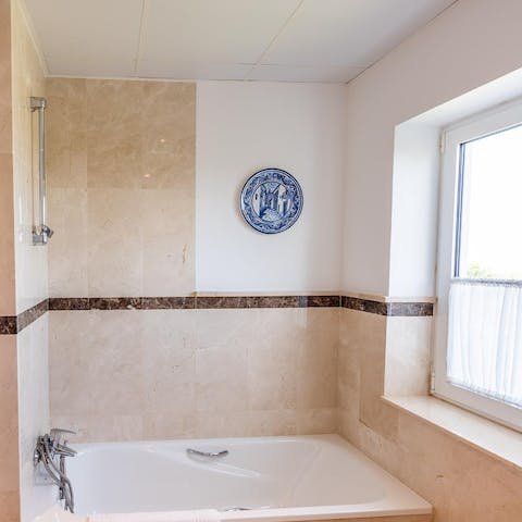 Treat yourself to a long, hot soak in the tub at the day's end
