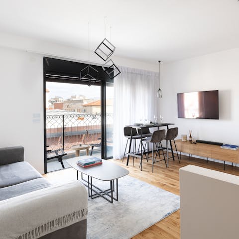 Unwind in the minimalist surroundings of the apartment