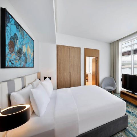 Retreat to your cosy bedroom after a busy day exploring Dubai's sights & sounds