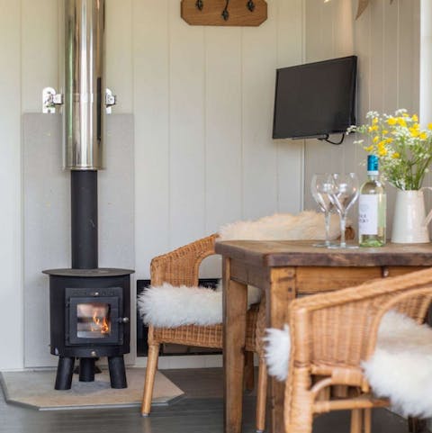 Get toasty toes in front of the log-burning stove on chilly evenings