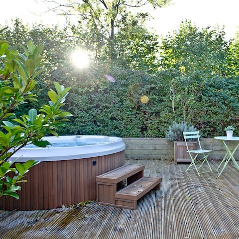 Indulge in a long soak in your private hot tub