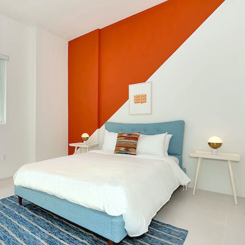 Enjoy a great night's sleep in the colourful bedrooms