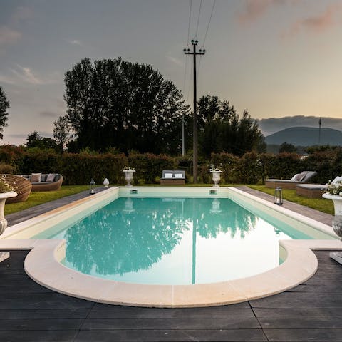 Slip into the calm, glassy waters of the private pool to start your day with some laps