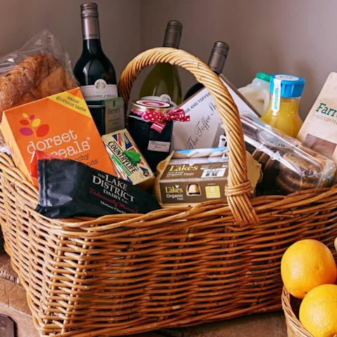 Tuck into local goods from the welcome hamper on arrival