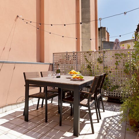 Gather together for celebratory alfresco meals on the private terrace
