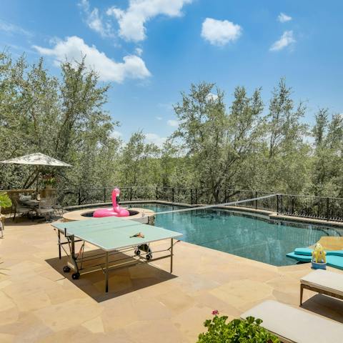 Get competitive playing ping-pong and corn hole