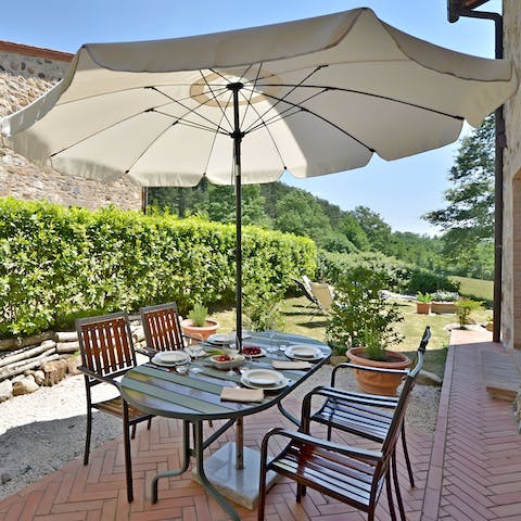 Serve up home-made meals at the alfresco dining table