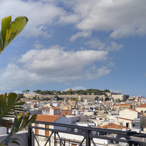 Look out to sweeping views of Old Town from the shared rooftop terrace 