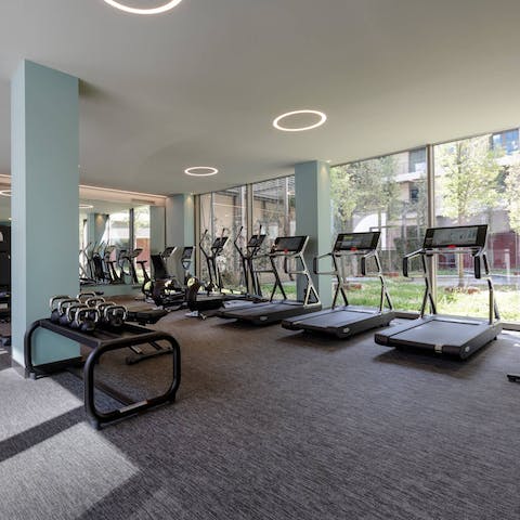 Start your day with an invigorating workout in the shared gym