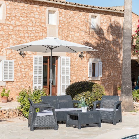 Enjoy your morning coffee and pastry in the outdoor lounge area