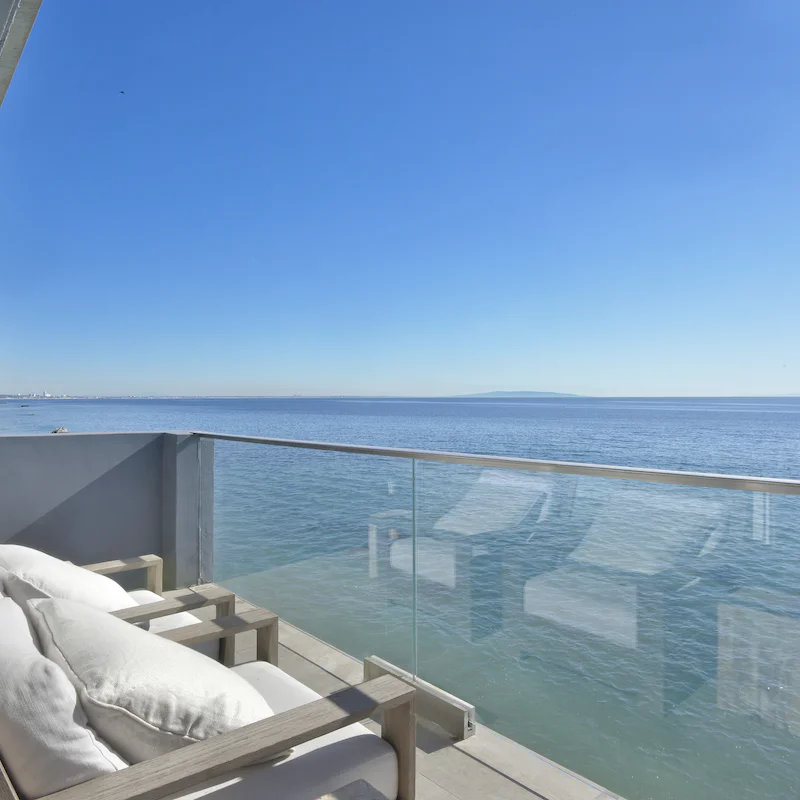 Gaze out at ocean views from one of two private balconies