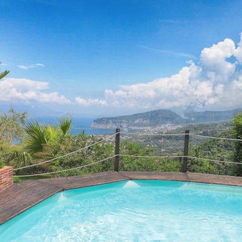 Gaze out over the Bay of Naples from the cool of the private pool