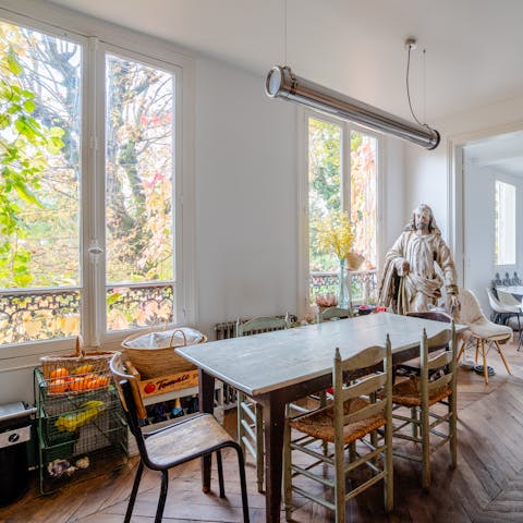 Begin each day with croissants and coffee in the light-filled kitchen