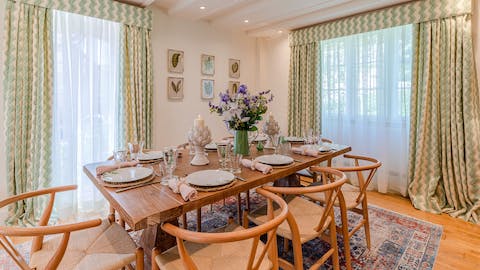 Serve family meals in the stylish dining room